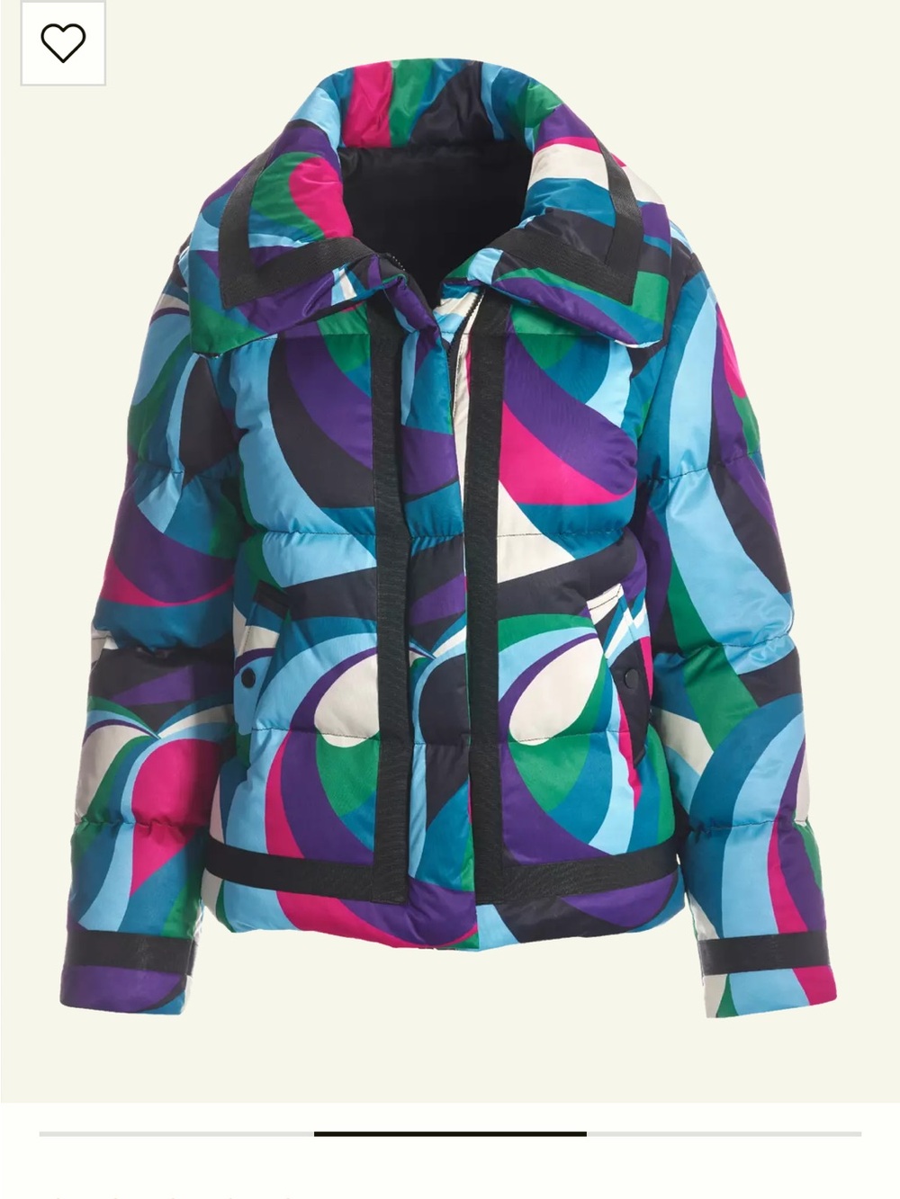 Boston Proper Multicolor Geometric Puffer Jacket with Pink Accents